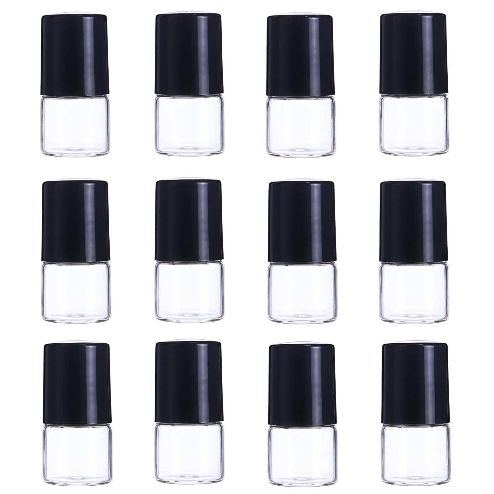 12Pcs 1ml Mini Glass Roll on Bottles Roller Refillable Essential Oil Aromatherapy Sample Vials Roller Bottles Container, Essential Oil (Black)-image-44