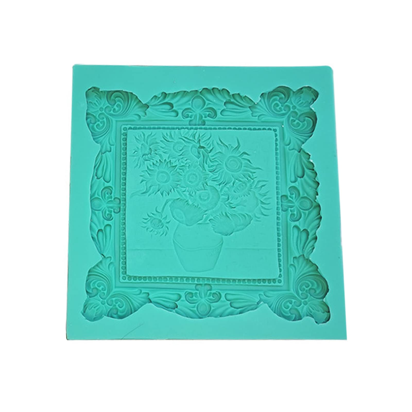 Jazuaiao Photo Frame Molds, Vintage Picture Frames Silicone Fondant for Home Decorating, Retro Square Frame Mold for Epoxy Resin Decorating Silicone Mold Picture Frames Cake