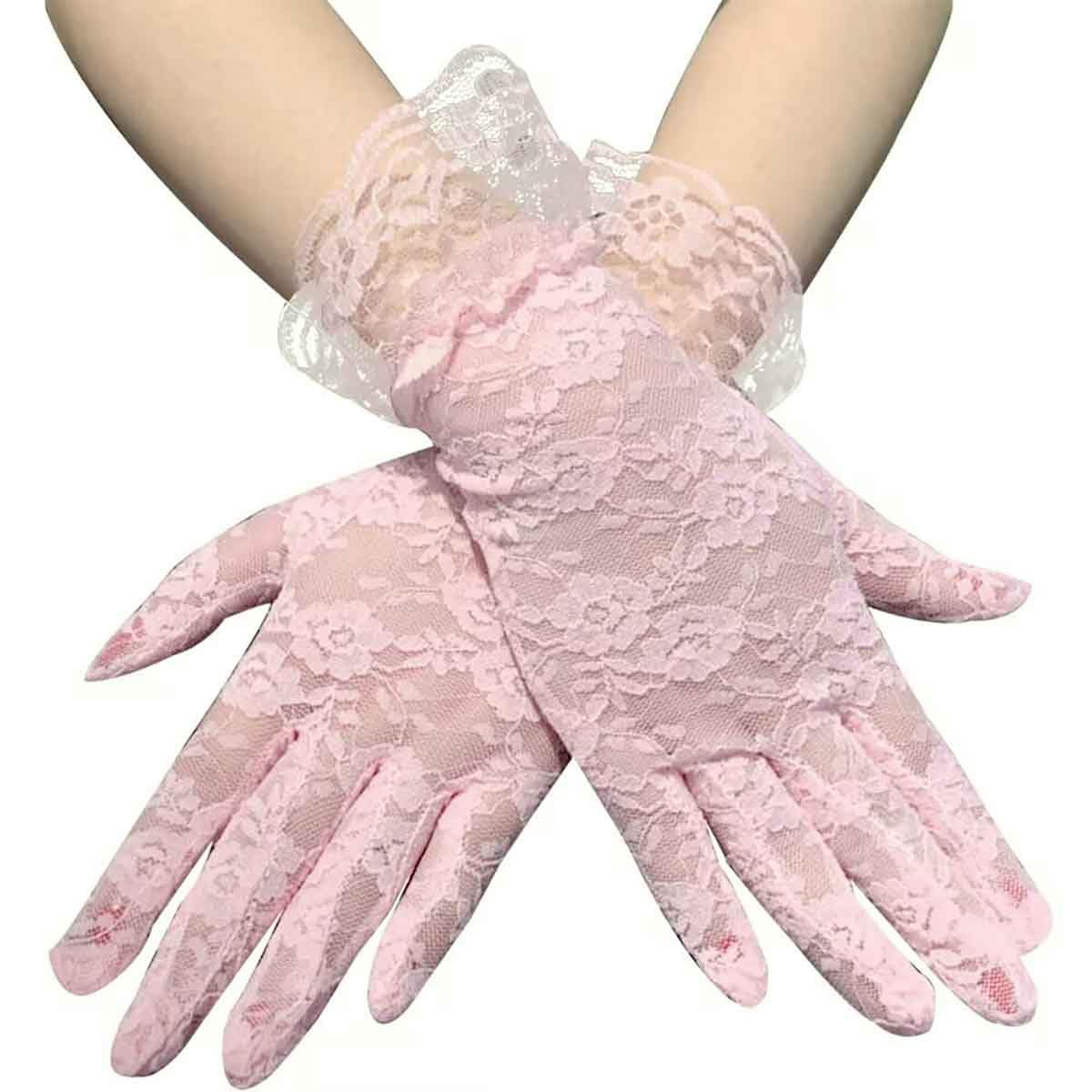 Lace Gloves Women Elegant Gloves Bridal Lace Gloves Floral Pattern Lace Gloves for Wedding Dress Evening Dress