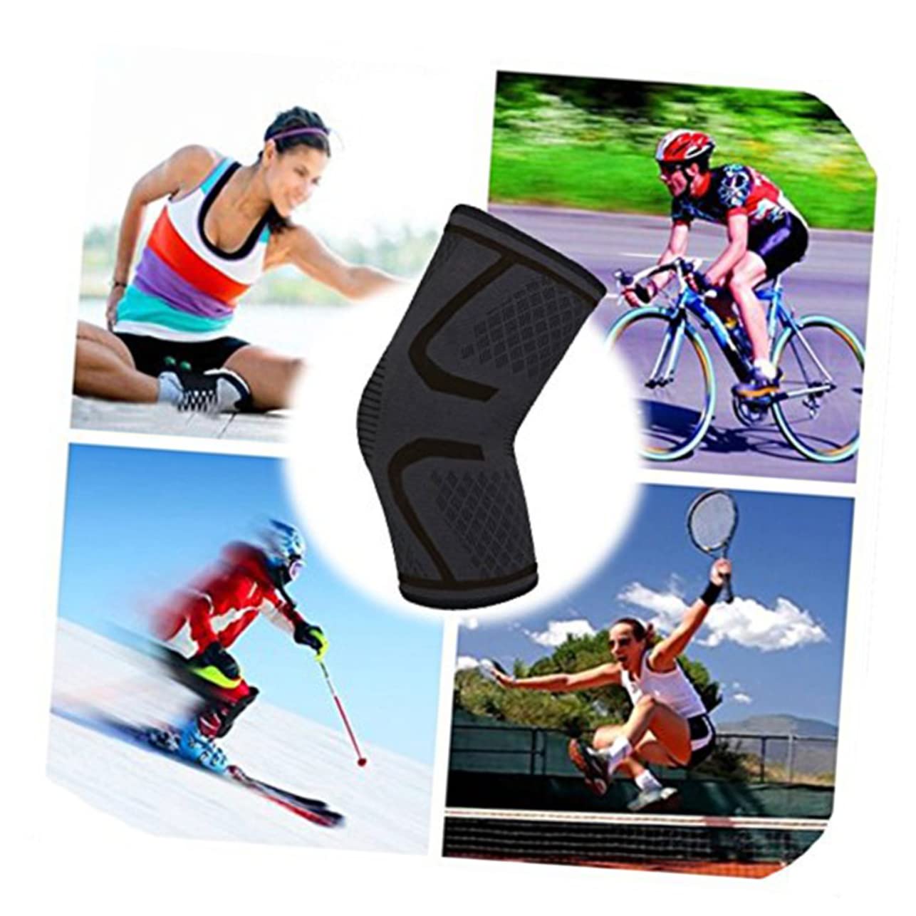 Mobestech Knee Support Sleeve Comfortable Anti-slip Knee Pads Running Hiking Size ()