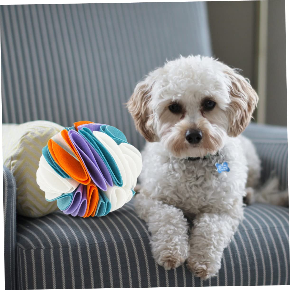 FRCOLOR Pelota Olfativa para Perros Interactiva Fugas, Juguete Masticable De Tela De Fieltro, 20 Cm, para Entretenimiento En Casa y Jardín, Adecuada para Perros Adultos y Cachorros