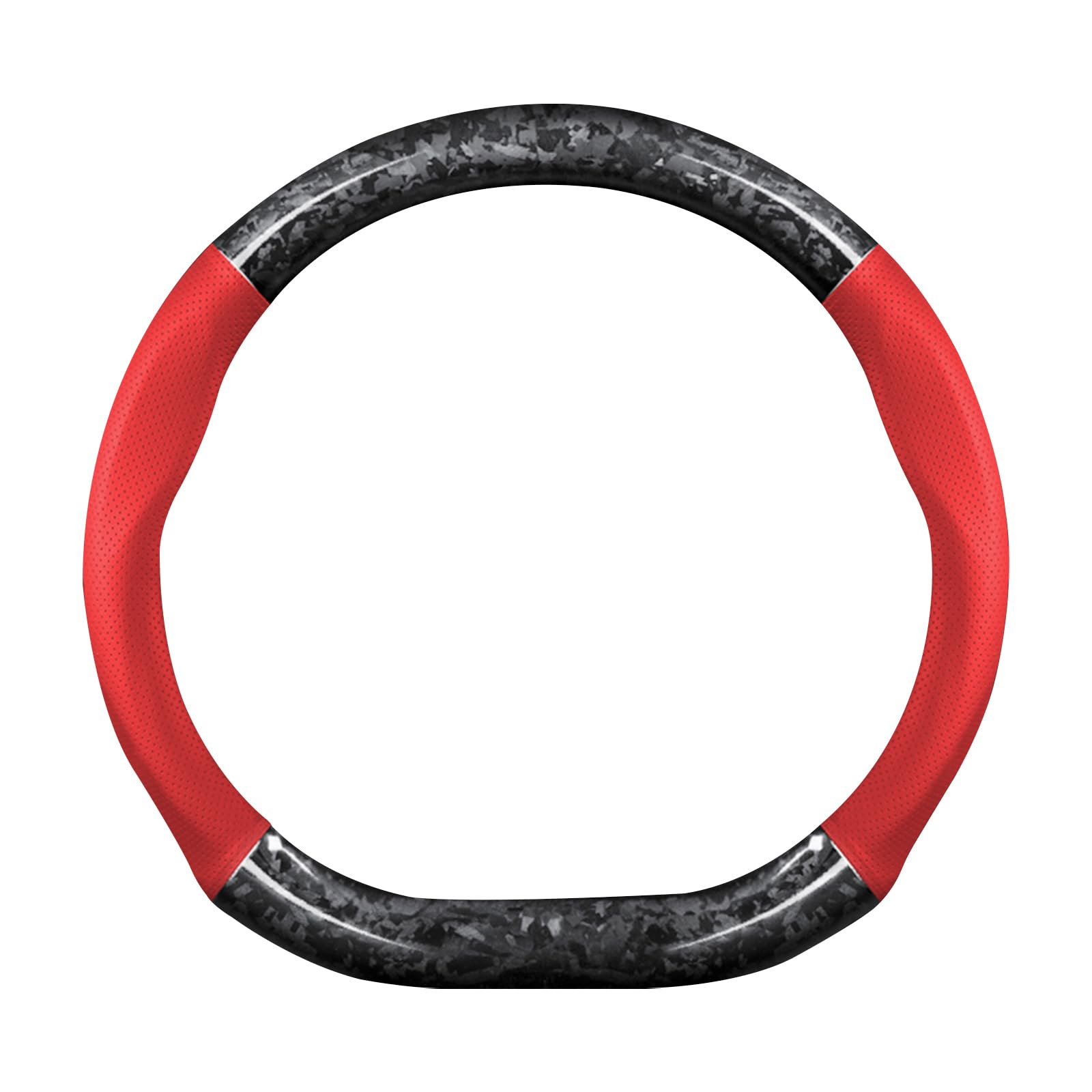 Ergocar Car Steering Wheel Sleeve, D-Type Forgeing Fibre De Carbone Et Manche De Volant en Cuir, 37-38 Cm / 14,5-15 Pouces, sans Glissement, Doux, Respirable,Style Sportif Moderne