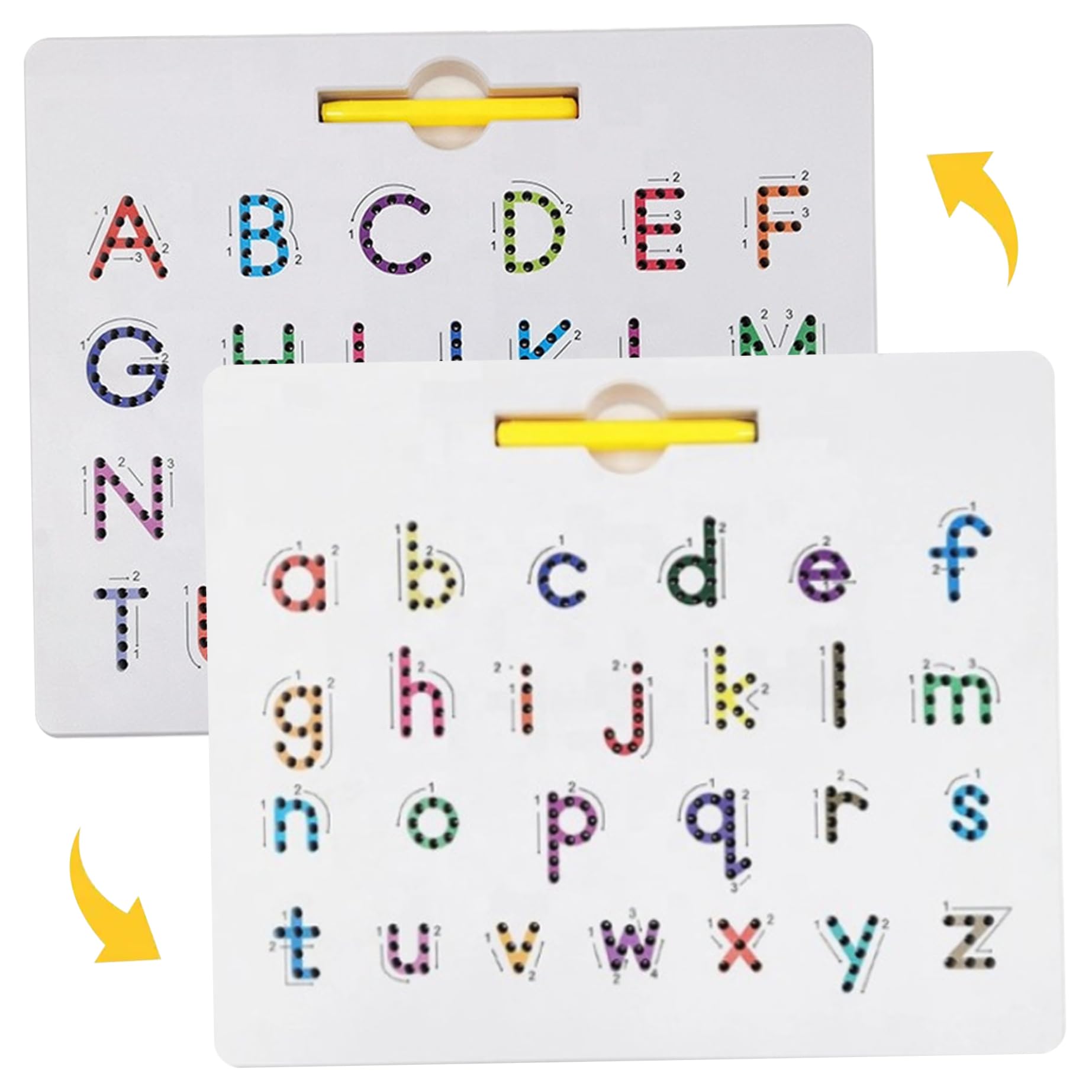 Tablero de Letras magnético Imanes del Alfabeto en mayúsculas y minúsculas de Doble Cara Orden de Trazos Letras del Alfabeto magnéticas para niños pequeños Regalos de Aprendizaje y Dibujo sensori.