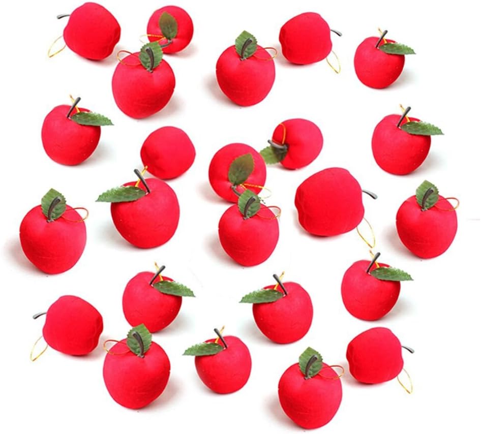 Small Red Apples Christmas Tree Decorations Hanging Ornaments Xmas Party Decor,24pc