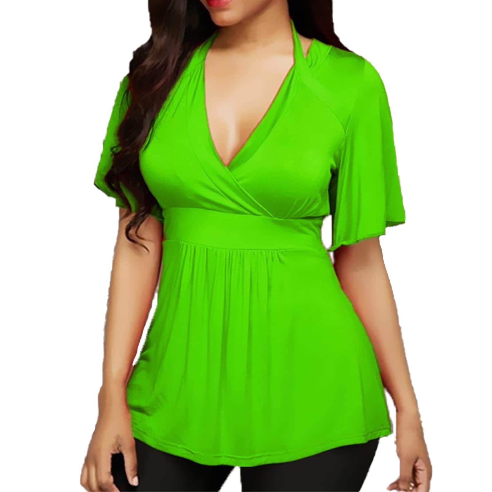 T-shirty Damskie Z Krótkim Rękawem Eversoft Stretch Tee Z Dekoltem W Serek Klasyczny Design Ponadgabarytowe T-shirty Wygodne Lekkie