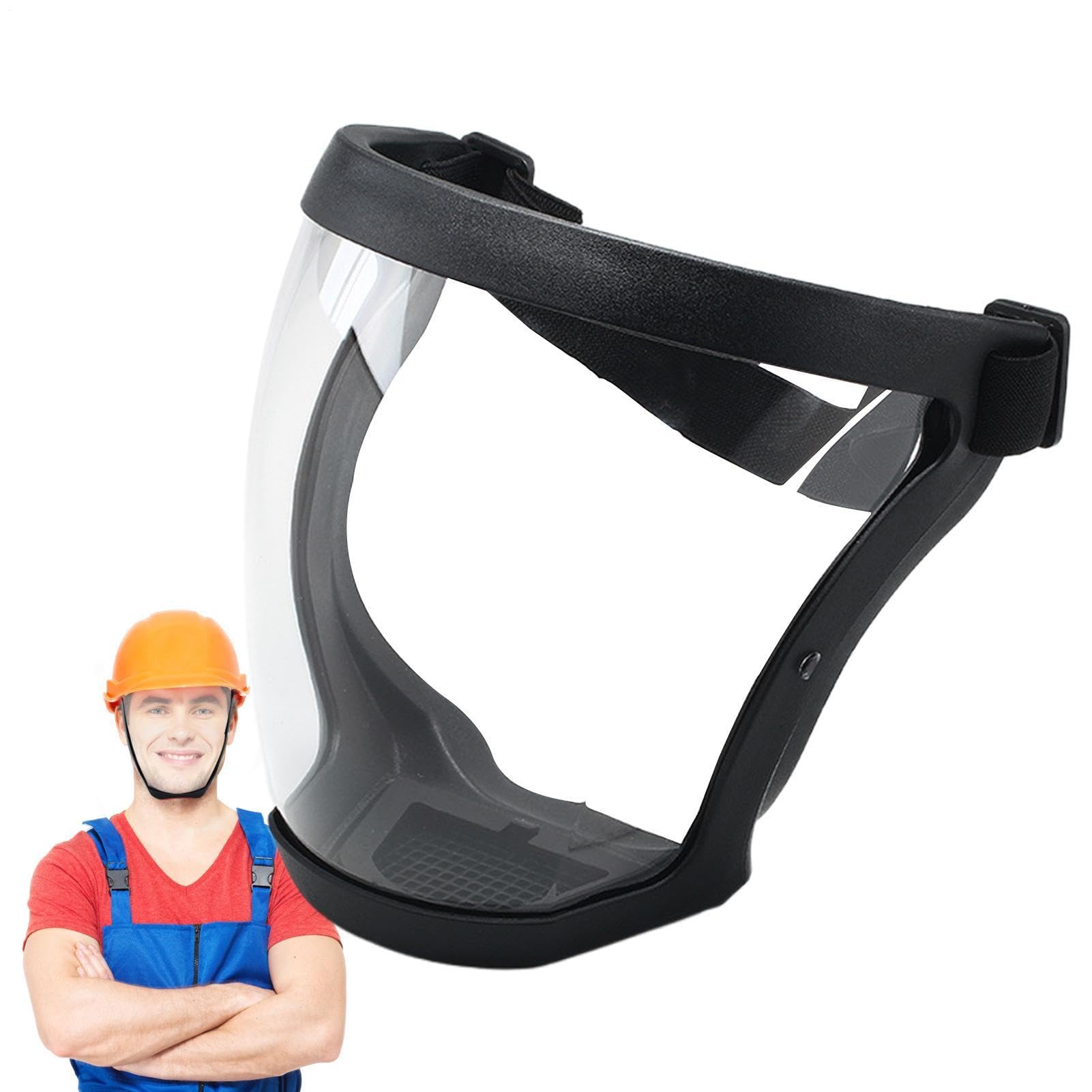 Visiera Antiappannamento, Maschera Antipolvere Integrale Traspirante per Levigatura, Maschera Protettiva Viso con Cinturino Regolabile, Visiera Trasparente Integrale, per Ciclismo & Saldatura