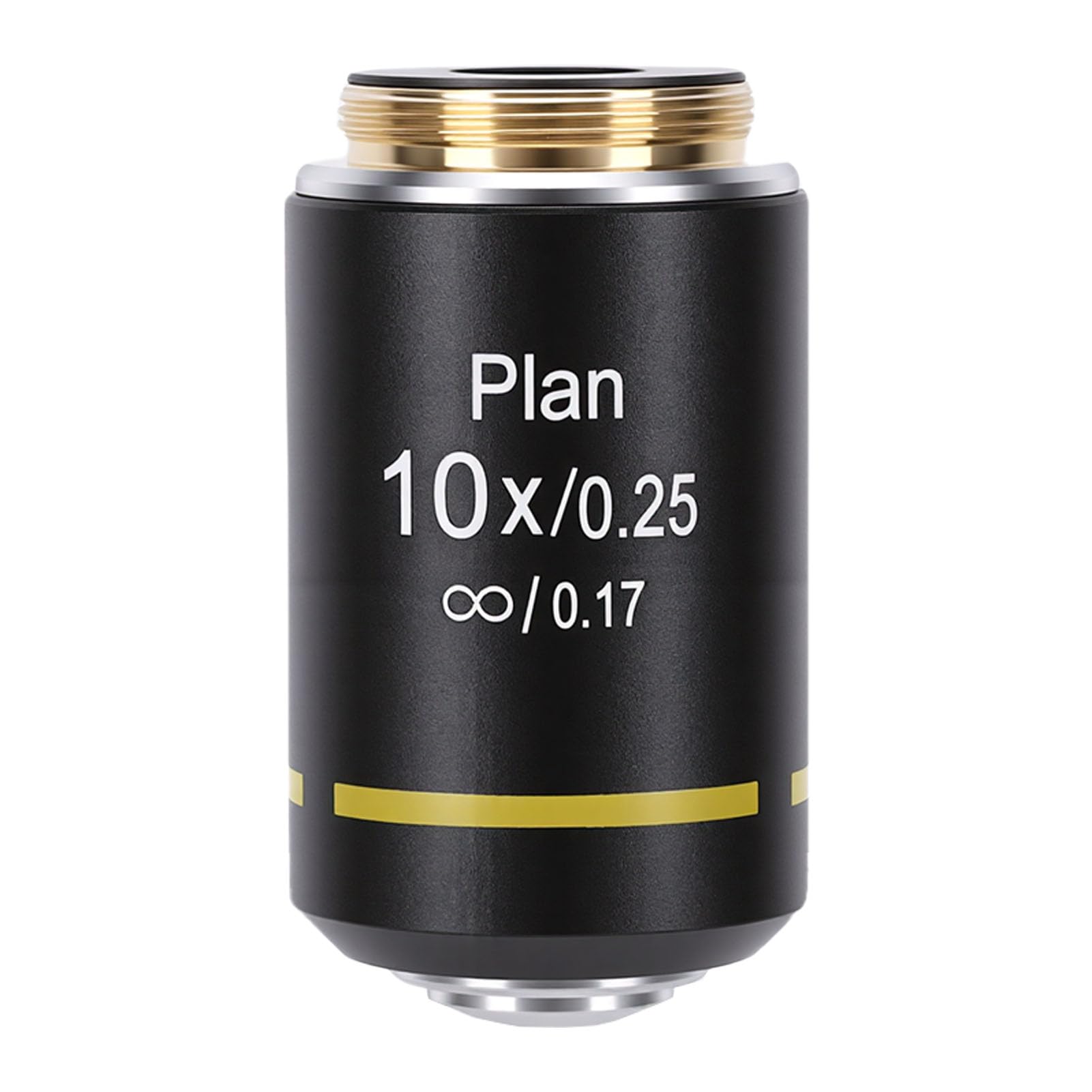 Lente Objetivo RMS de Rosca de 20,2 Mm, Lente Objetivo Plan Infinity para Microscopio Biológico, Aleación de Aluminio y Material de Vidrio óptico, Amplio Campo de Visión con (10X)