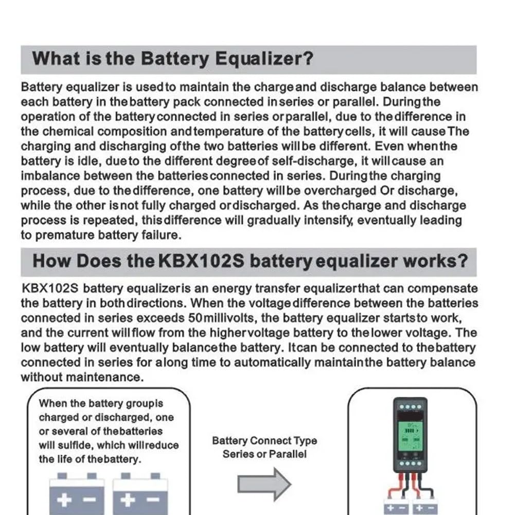 KBX102S Controlador de Voltaje Ecualizador de Batería Monitor de Baterías Balanceador Plomo Ácido Li-Ion Conectar Serie 24 36 48 60 96 V