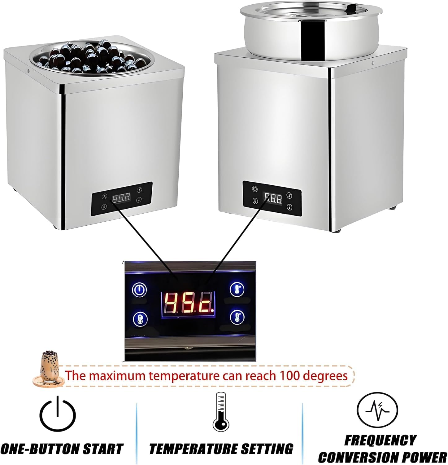 Scalda Zuppe Elettrico, Temperatura Regolabile Da 30 A 100℃, Bollitore Commerciale Con Pentola Interna Rimovibile In Acciaio Inox 304 Per Tè Al Latte/sushi E Altri Alimenti. 7l