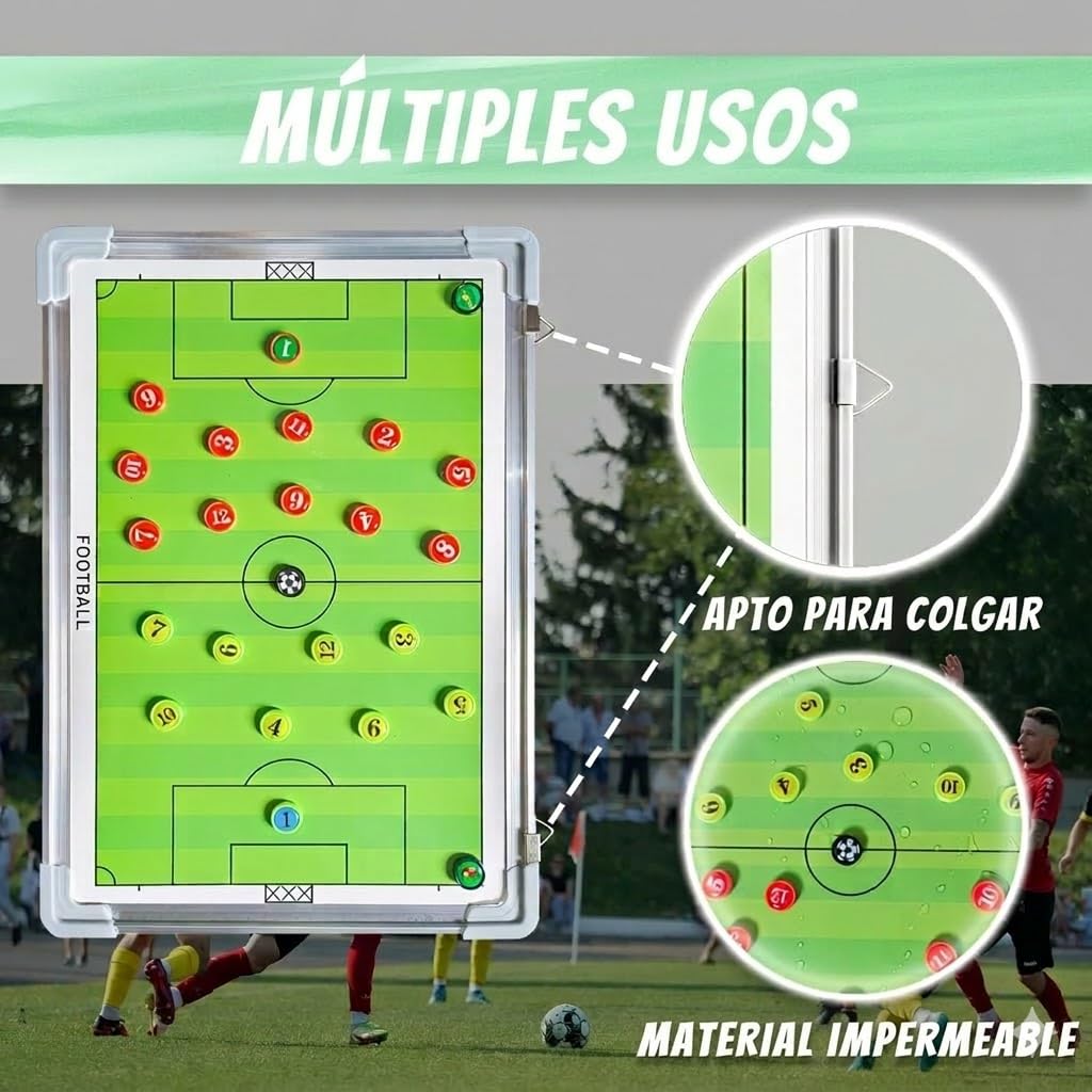 CREADY Pizarra Entrenador de Futbol 44x31cm Carpeta Táctica Magnética con Fichas