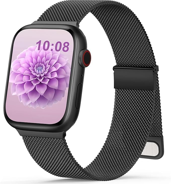 Ersatzarmband für Apple Watch Armband 40mm 41mm 42mm 44mm 38mm 45mm 46mm 49 | Einstellbar Magnetisch Metall Edelstahl Armbänder für iWatch SE Ultra Series 11 10 9 8 7 6 5 4 3 2 1 Damen Herren, Schwarz