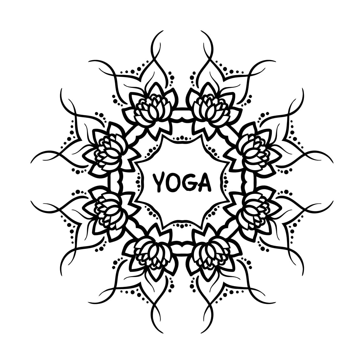 Lettering Stickers Lotus Flower Yoga Buddhism Zen Meditation Room 36x36cm Do not Damage the wall Surface Small Black