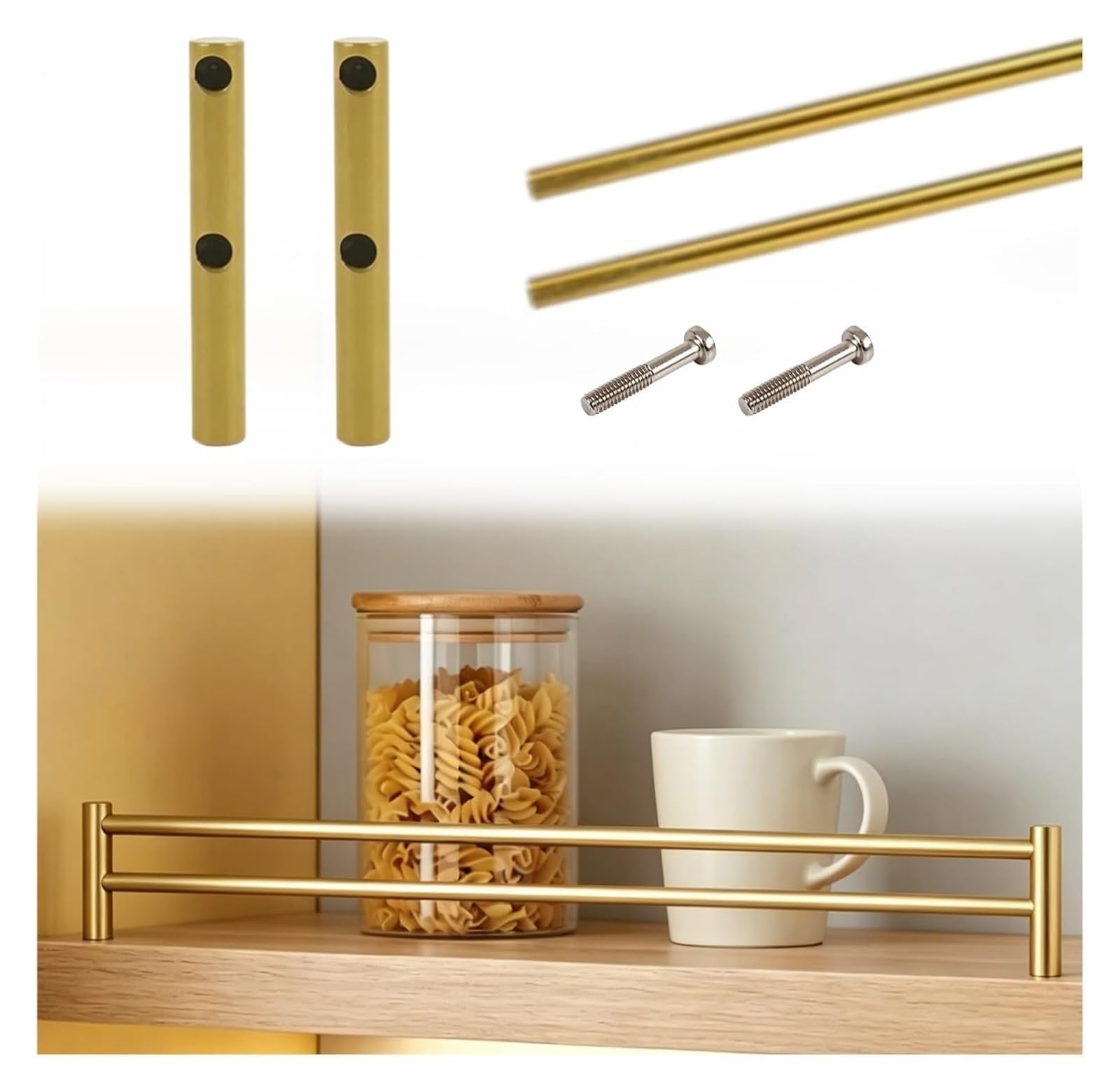 Rail de protection en INOX pour étagère de cuisine et bibliothèque
