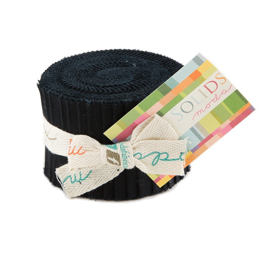 Moda Fabric Junior Jelly Roll Bella Solid Black