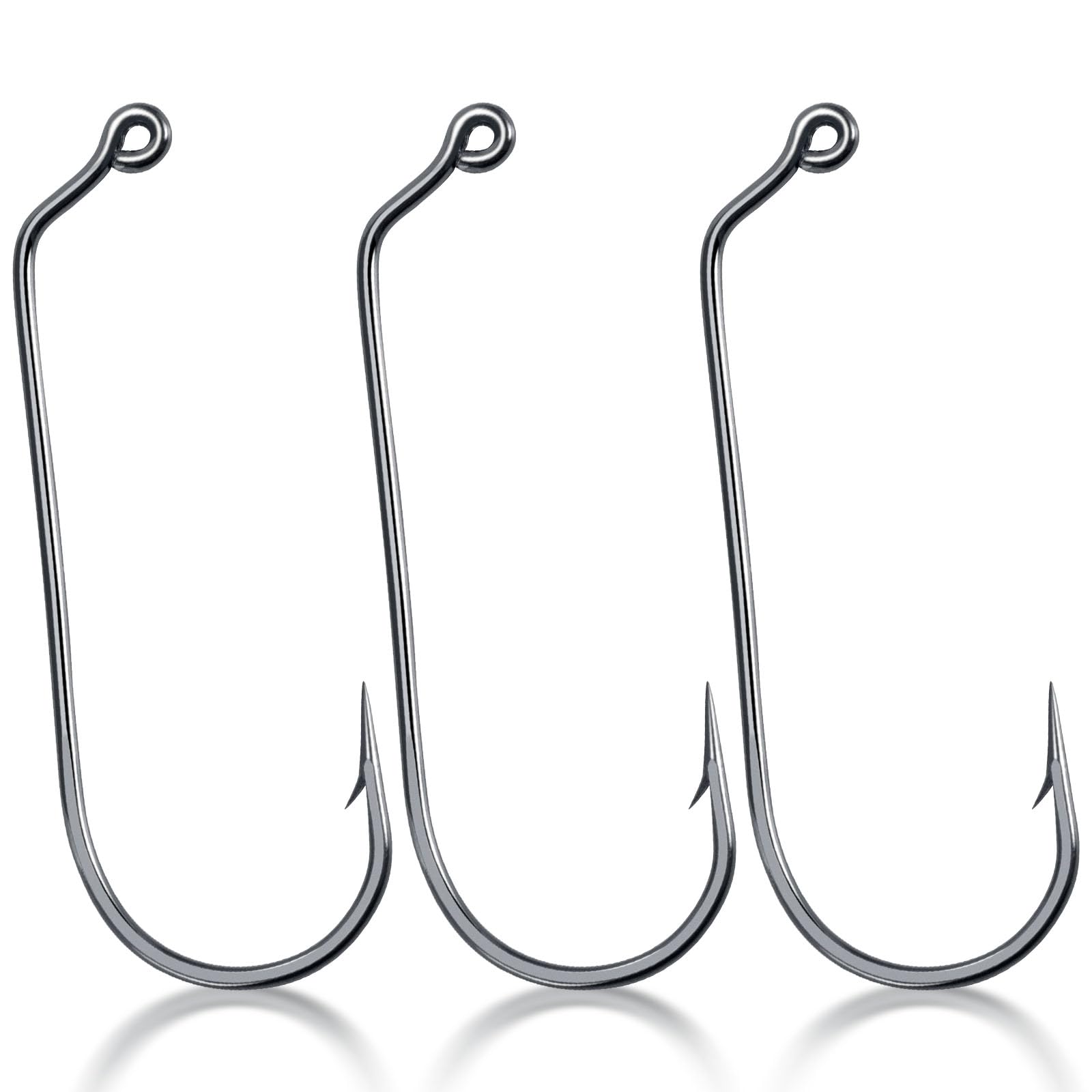Dr.Fish Aberdeen Jig Ganci da pesca a 60 gradi in acciaio al carbonio ad alto tenore di carbonio ganci a gambo lungo curva rotonda nichel nero pesca Jig Making gancio forniture