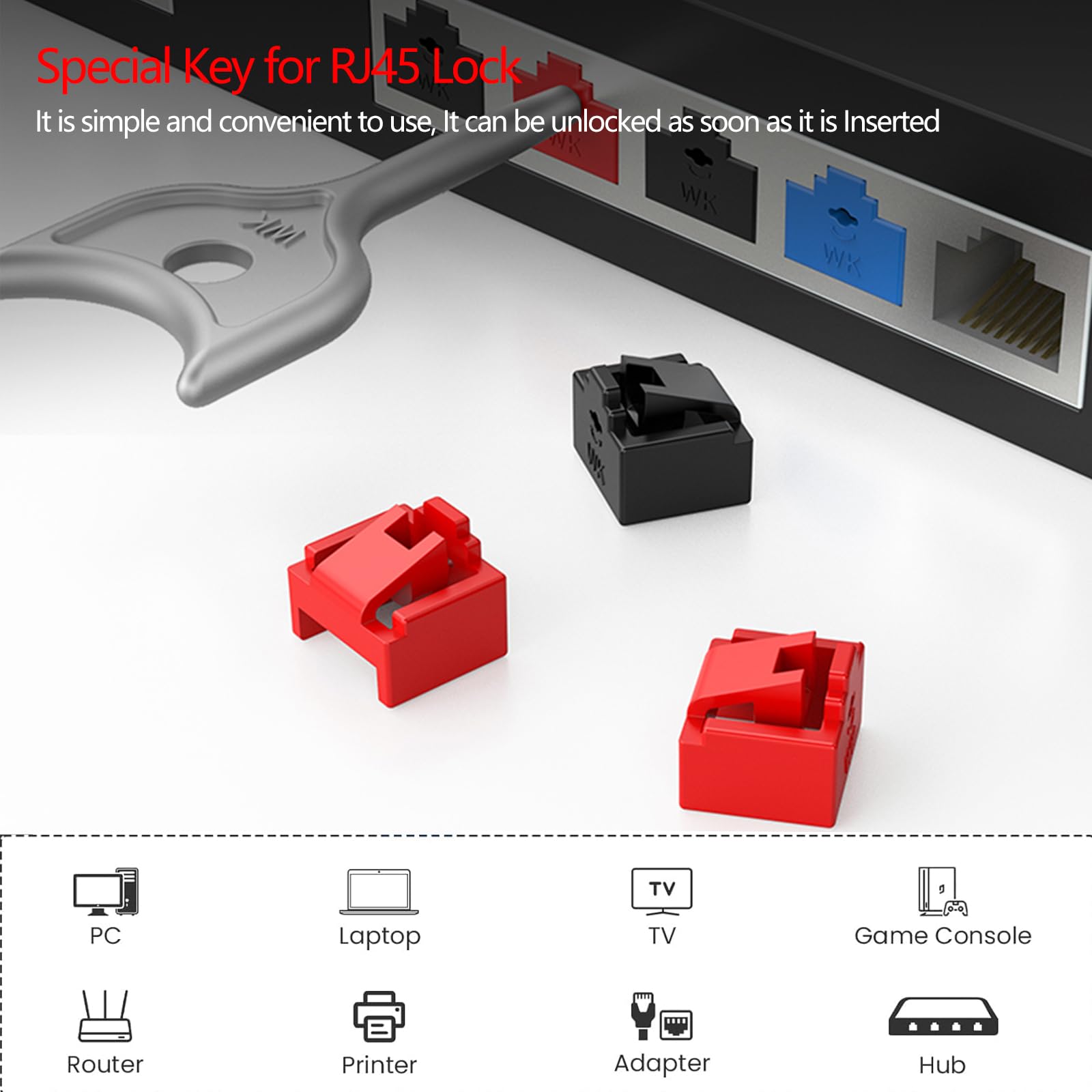Port Locks Switch Router Locking Rj45 Dust Cover With Key 12 Pack 12 Pcs RJ45 Port Lock With 1 ...