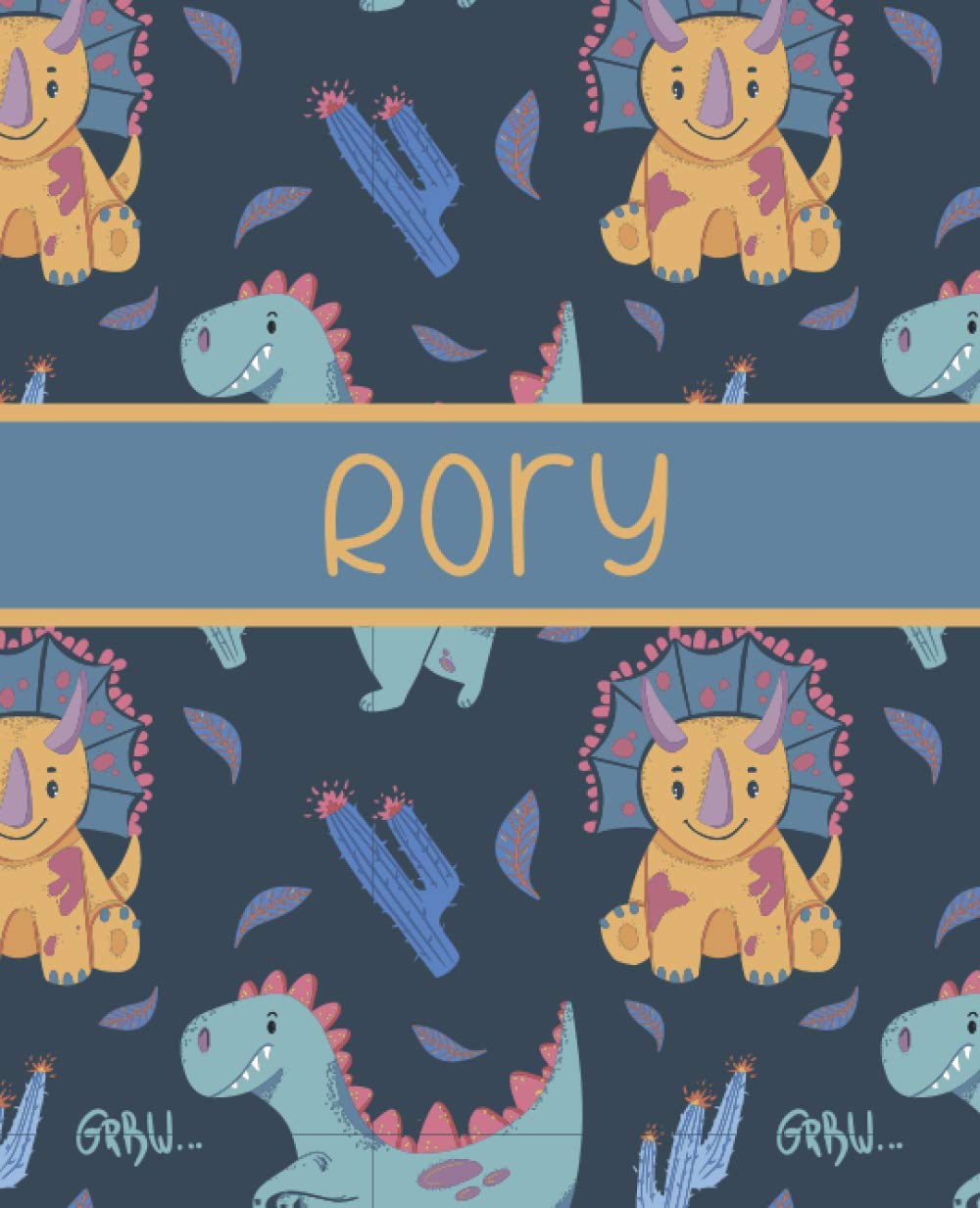 Rory: A personalized Dinosaur Primary Composition notebook with name: Kindergarten to Grade 3 for Handwriting and story writing