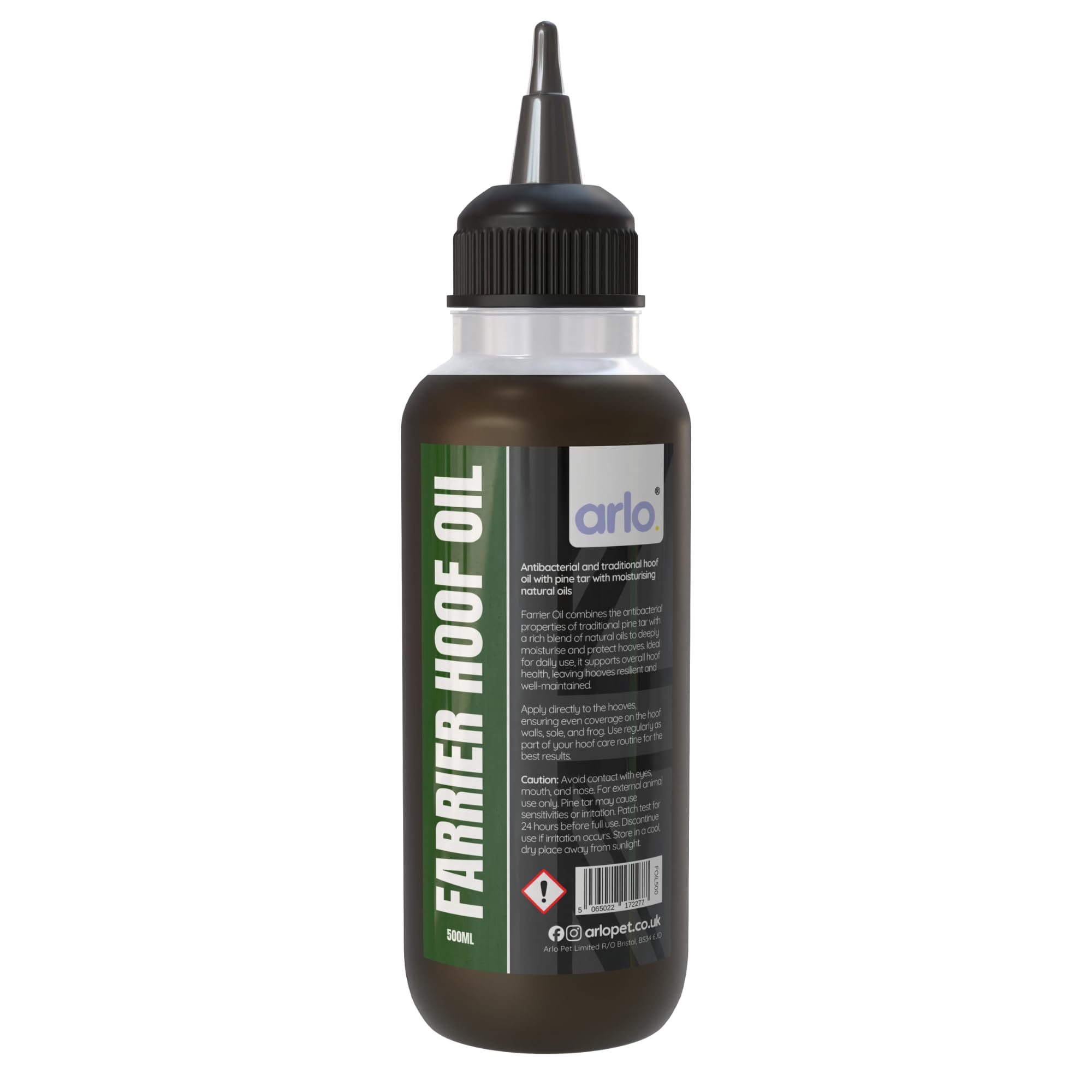 arlo. Farrier Hoof Oil with Stockholm Tar 500ml – Antibacterial Moisturising Treatment for Horses – Nourishes Dry, Cracked Hooves – Traditional Farrier Care Conditioner