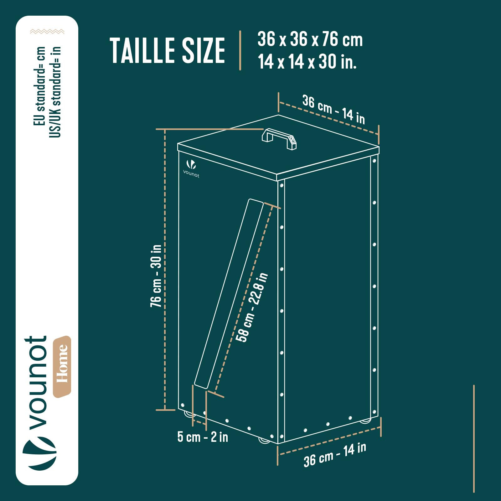 VOUNOT® Depósito de Pellets Granulados 45 kg con Ruedas 36x36x76 cm Negro