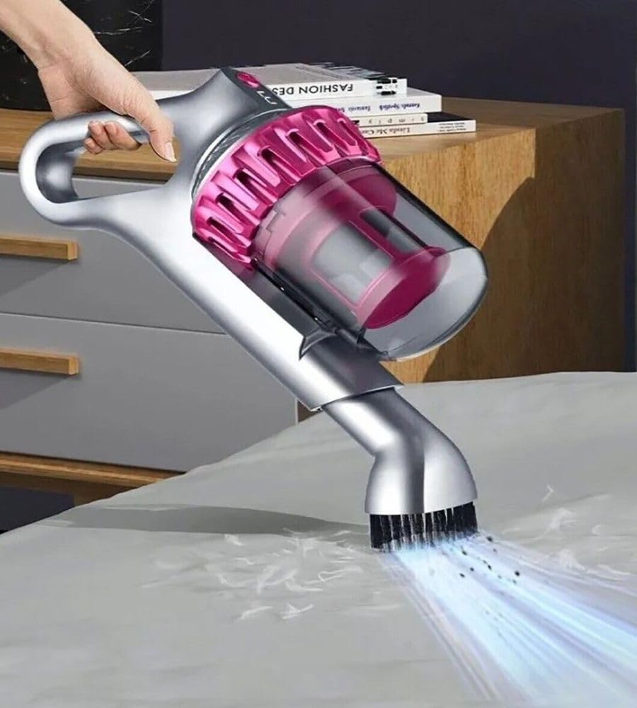 Generico Aspirapolvere Senza Fili 4 in 1 Scopa Elettrica 120 W Senza Sacco Ricaricabile Luce UV Antiacaro Pulizia Casa Auto Tende Divano con Accessori