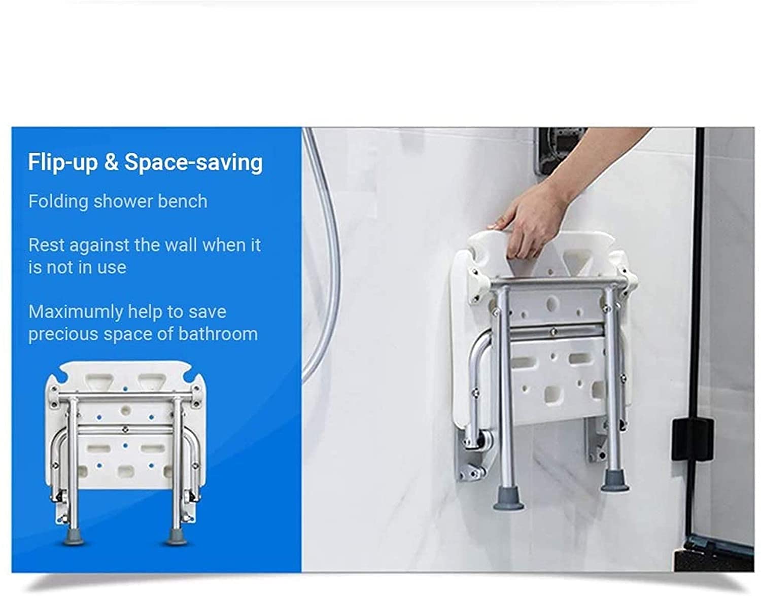 Asientos de Ducha, sillas de Ducha para Personas Mayores, Silla de baño Plegable Antideslizante, Banco de Ducha, Asiento de baño abatible con Rosca, Asiento de baño montado en la p