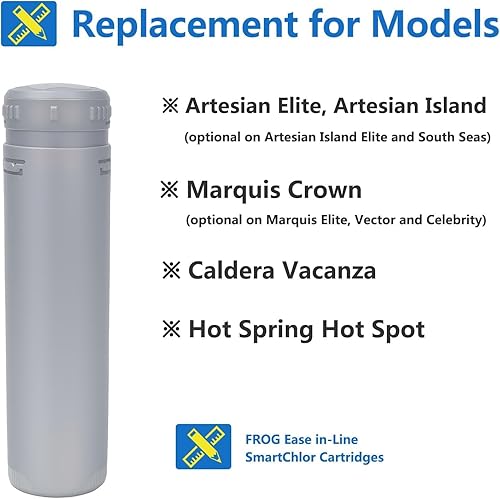 Miniatura 3 de Hot Tub in-line Smartchlor Cartridges Replacement for Frog Ease,Artesian,Hot Spring,Marquis,Caldera,UP to 600 Gallons,3 Packs