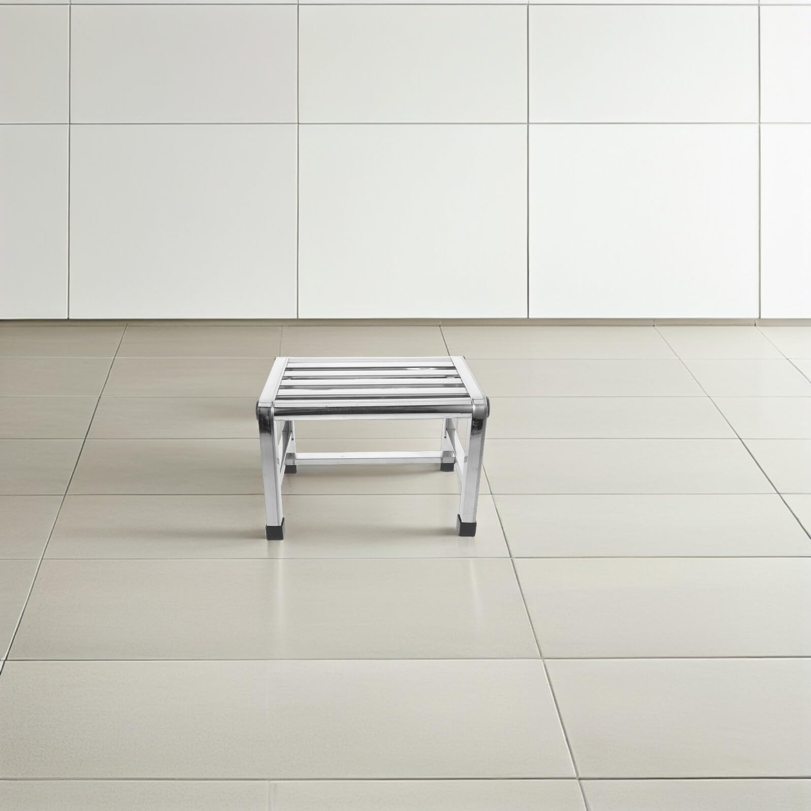 TEHAUX Taburete de Acero Inoxidable Diseño Compacto y Forma Hueca, Asiento Seguro para Ducha Hogar, Adecuado para Adultos y Personas Mayores
