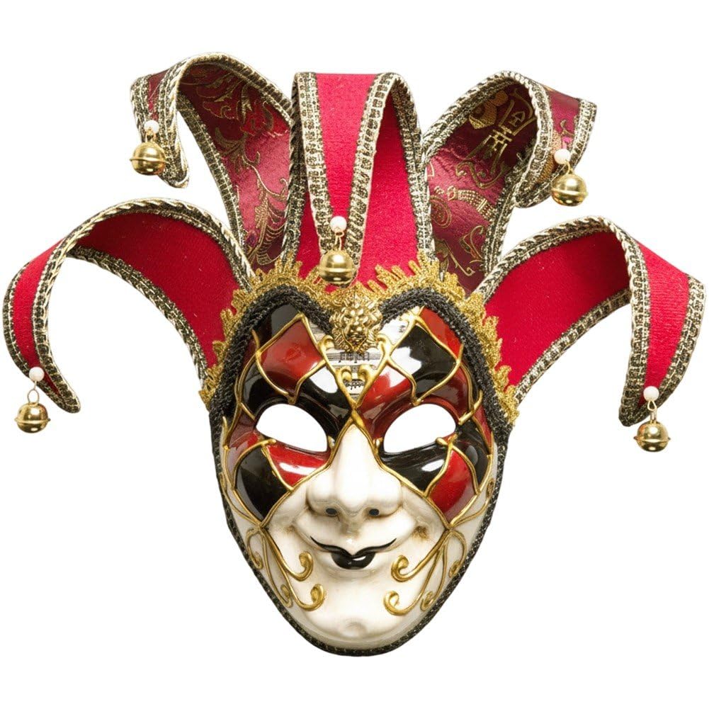 Dinntty Masquerade Mask Venetian Full Face Jester Mask Musical Carnival Mardi Gras Mask for Halloween Christmas Ball Prom Party