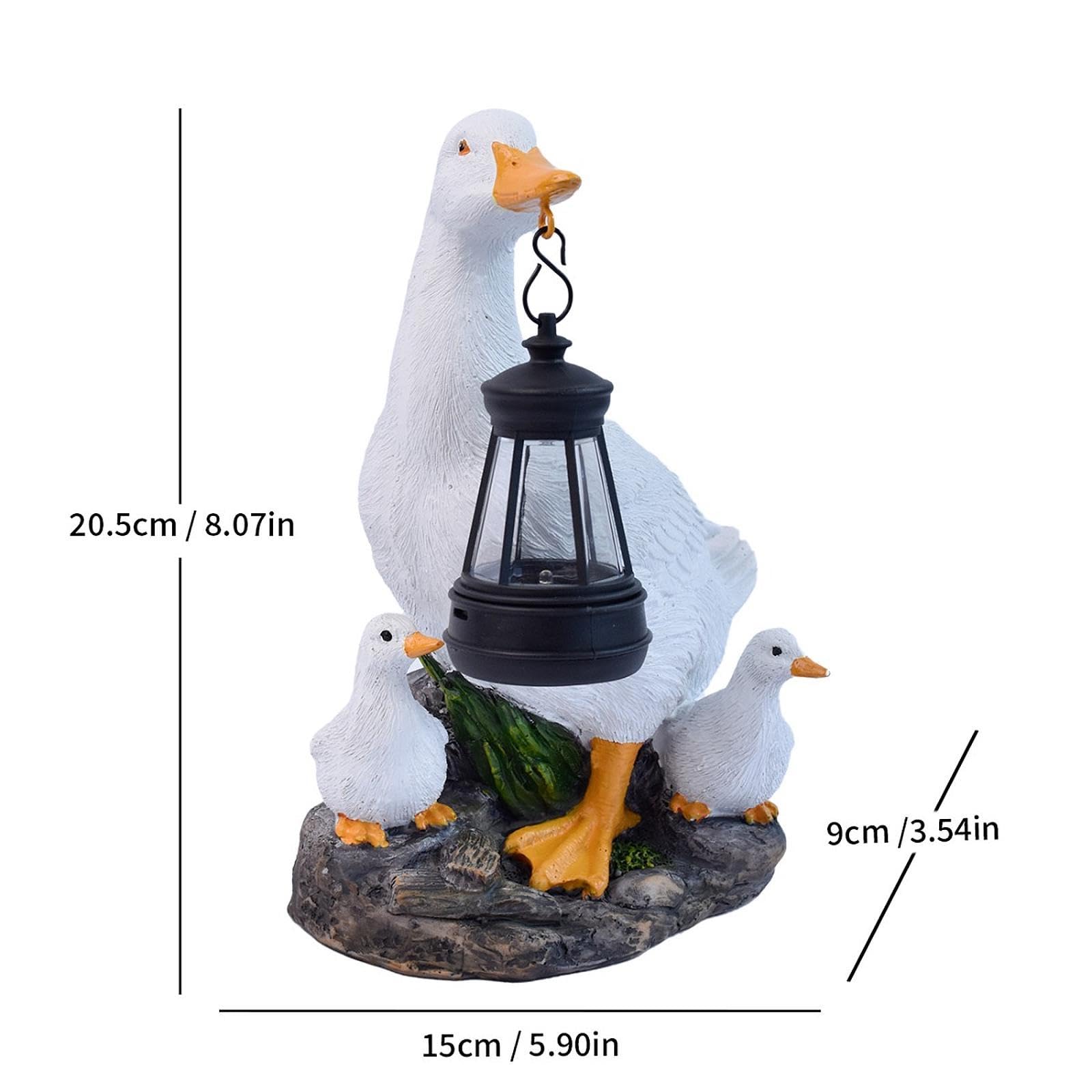 Estatua de para Jardín con Luz Solar para Exteriores, Figura de Animal Blanca