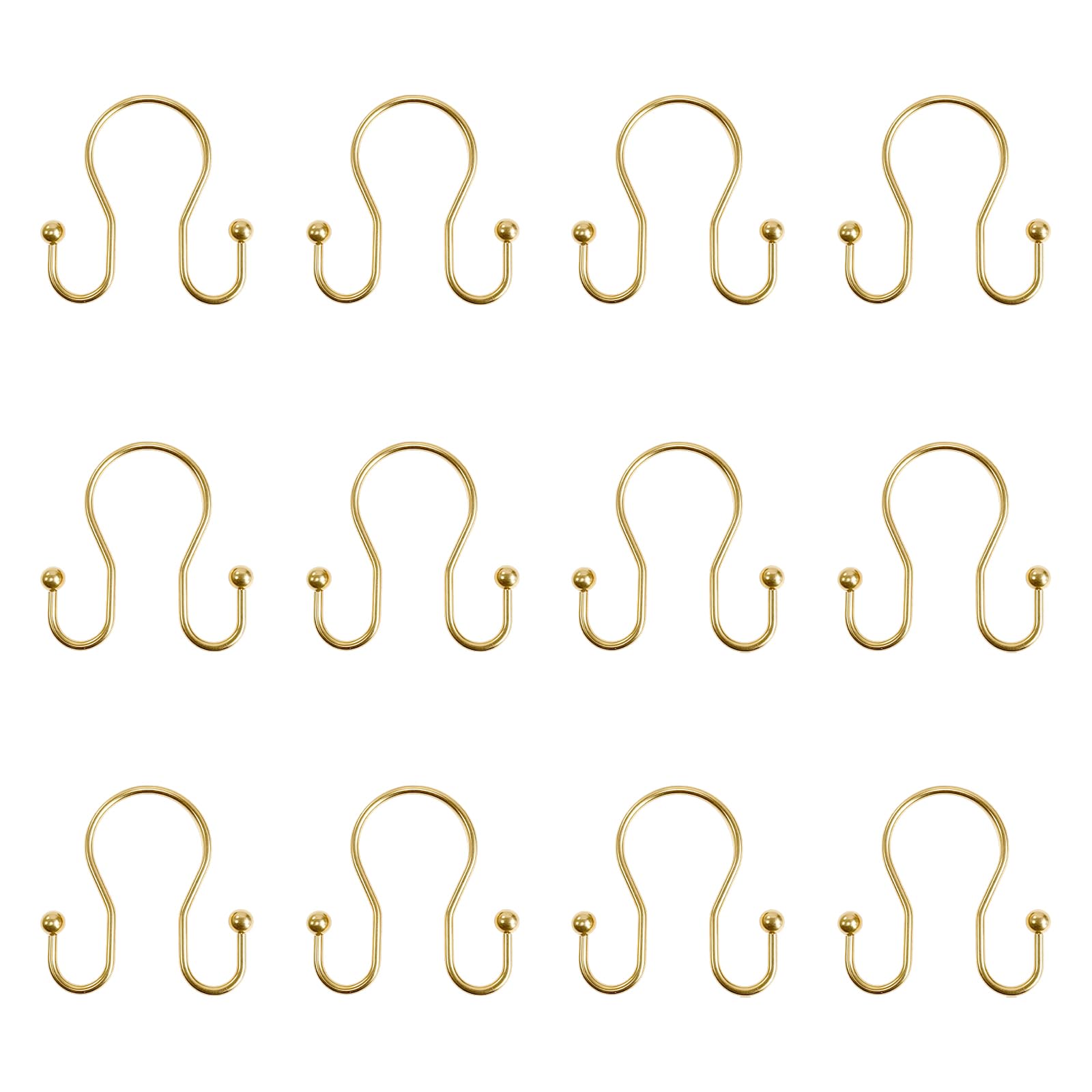 Tsophreniq Of 12 Sturdy Iron Double Hook Hangers Iron Texture Suitable for Bathroom Curtain and Home Organization Home Storage Fasteners