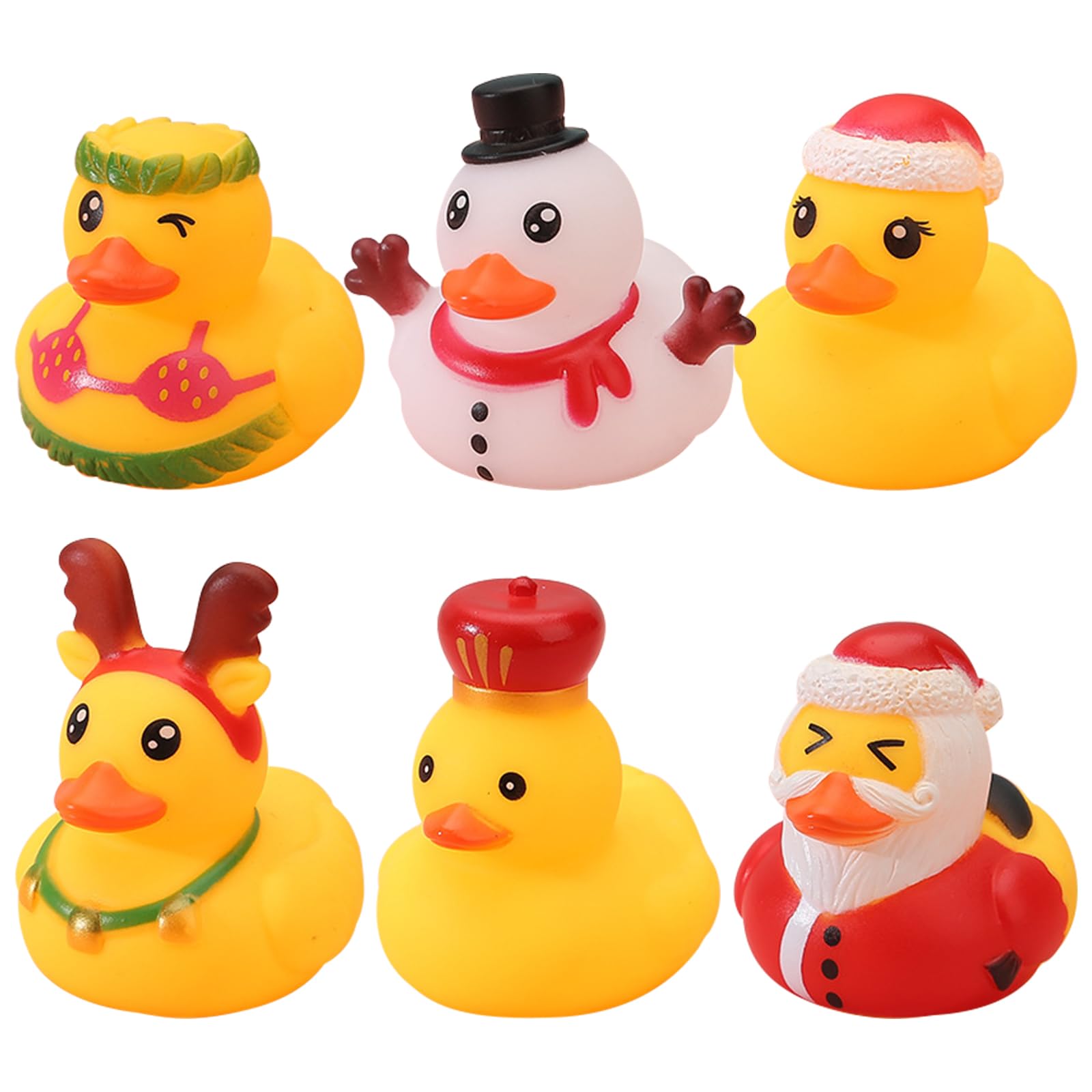 6pcs Christmas Rubber Ducks, Bath Rubber Ducky Toys Cute Holiday Rubber Ducks Ducking for Christmas Party Stocking Stuffers Baby Shower