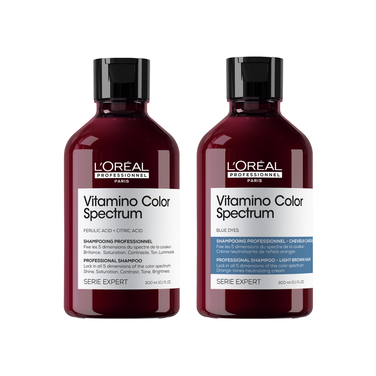 L'OREAL PROFESSIONNEL - Shampoing Neutralisant Bleu - Neutralise Reflets Orangés Des Cheveux Châtains - Protège La Coloration Jusqu'À 100 Jours - Sans Sulfate - Série Expert Vitamino Color Spectrum