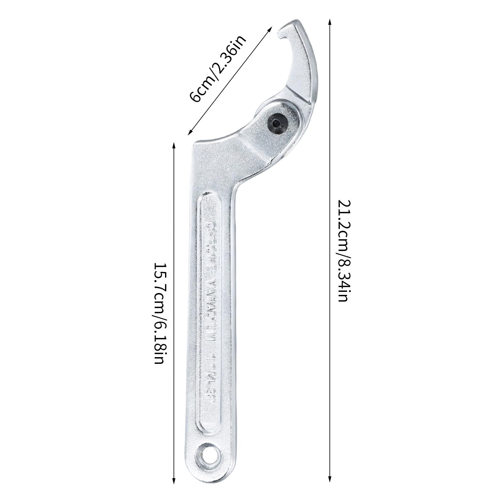 Catime C Spanner Tool Adjustable Hook Wrench Chrome Vanadium, Pin Hook Wrench for Nut Silver (1 1/4”-3” (32-76mm)) - Image 2