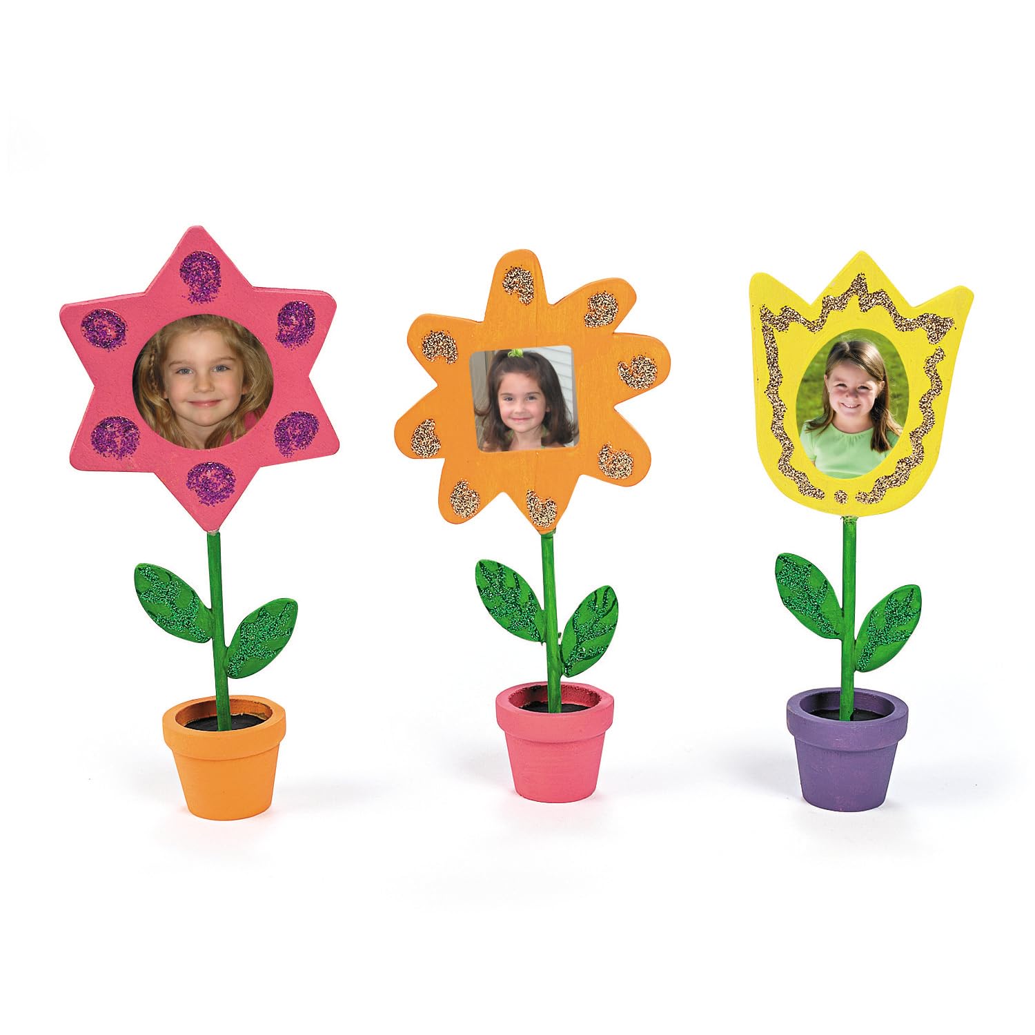 Fun Express 6 1/2" - 7" DIY Paintable Wood Flower Photo Holders - 12 Pieces - Great For Mother's Day, Spring, Easter, Classroom and At Home Crafts