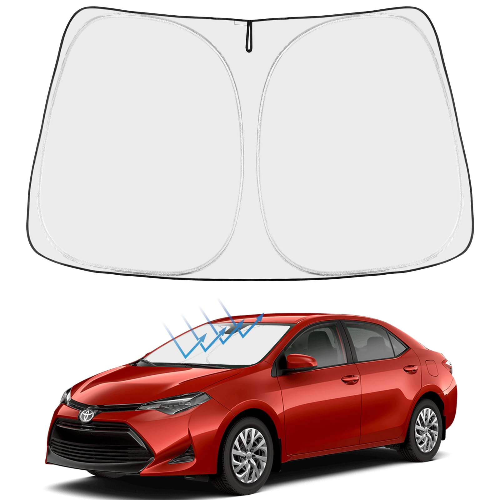 Proadsy Front Windshield Windscreen Sunshade Foldable Sun Shade Protector Custom Fit 2019 2018 2017 2016 2015 2014 Corolla SE XSE L LE XLE Hybrid Sedan Accessories 2023 Upgrade