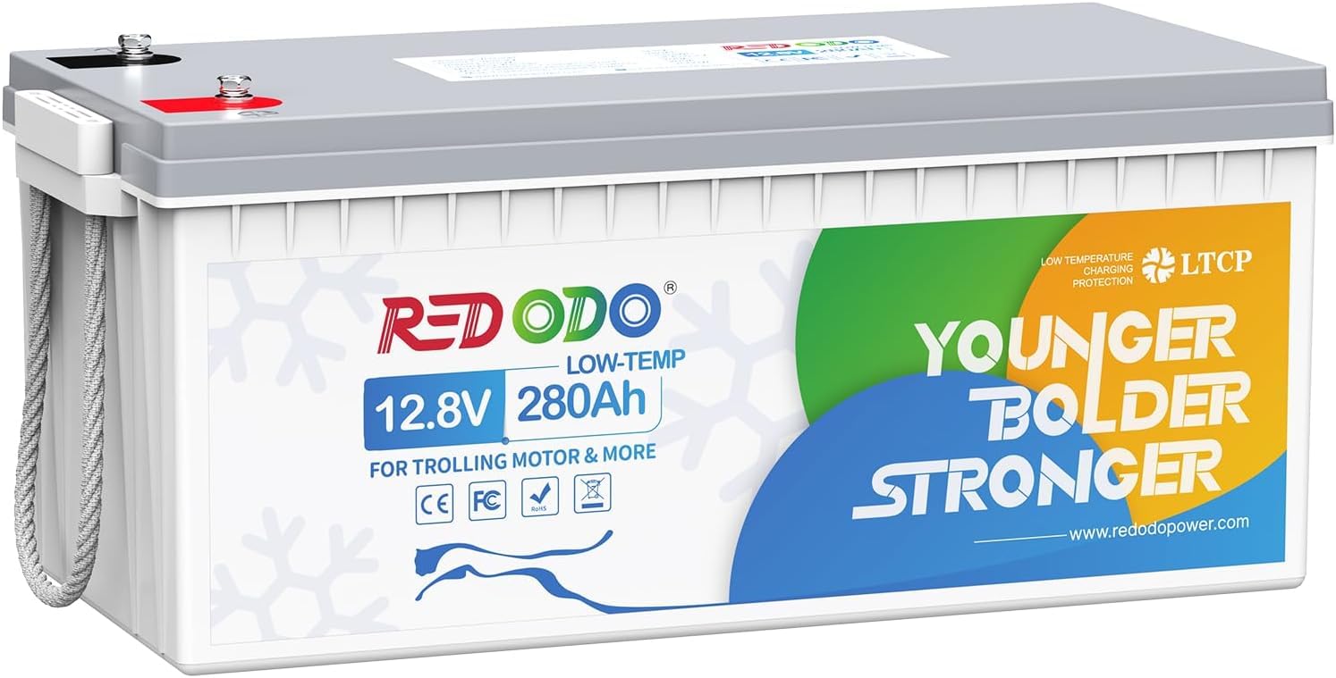 Redodo 12V 280Ah(2 Pack) LiFePO4 Batería con Protección de Baja Temperatura,Batería Litio Integrado 200A BMS,Máx 3584Wh de Energía,Ideal para Sistemas Solares,Campistas,Barcos