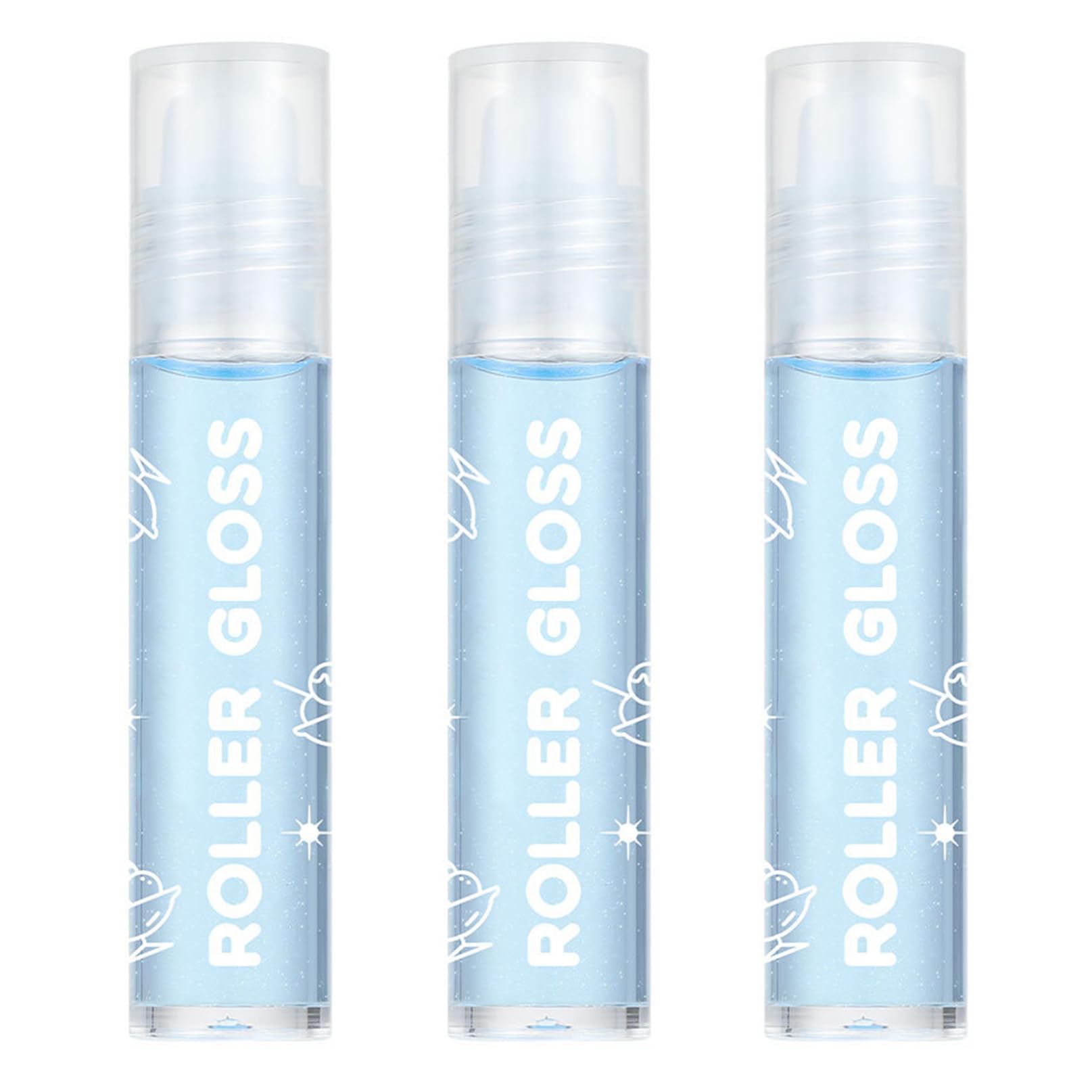 iiniim Transparent Roll On Lip Gloss 3pcs Set Shimmering Oil for Moisturizing and Lip Care Blue One Size
