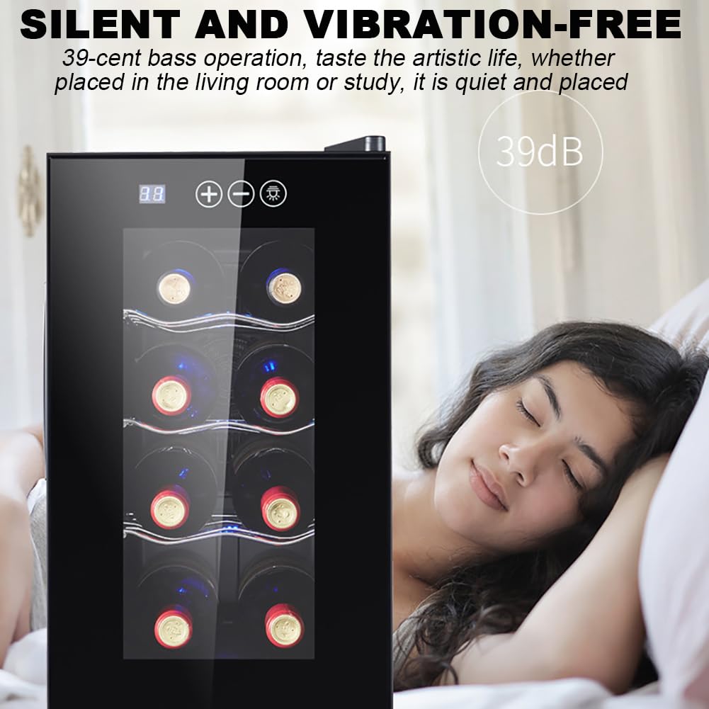 Frigorifero Per Vino Profondo 20 Pollici, Capacità 8 Bottiglie, Mini Frigorifero A Libera Installazione Per Camera Da Letto Con Controllo Della Temperatura, Cantinetta Per Vini Da Banco, Adatto Per C