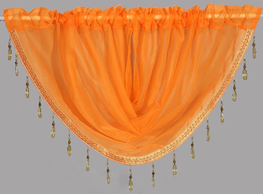 John Aird Crystal Beaded Voile Curtain Swag (Orange)