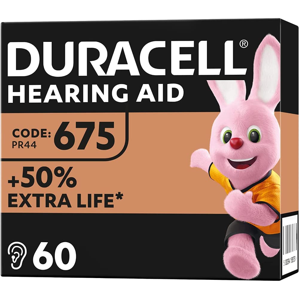 DURACELL Batteries pour appareils acoustiques 675 - Lot de 60 | Piles Zinc-Air de Longue durée, idéales pour l'audition fiable et Continue