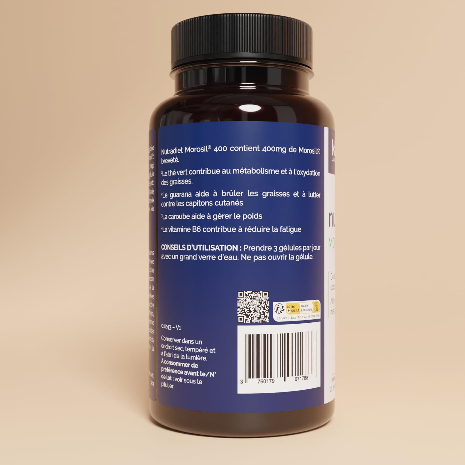 NaturAvignon Morosil 400 | Soutien du métabolisme des graisses | Contrôle du poids | Aide coupe-faim | Morosil, Guarana, Thé Vert, Caroube | 90 gélules minceur efficace