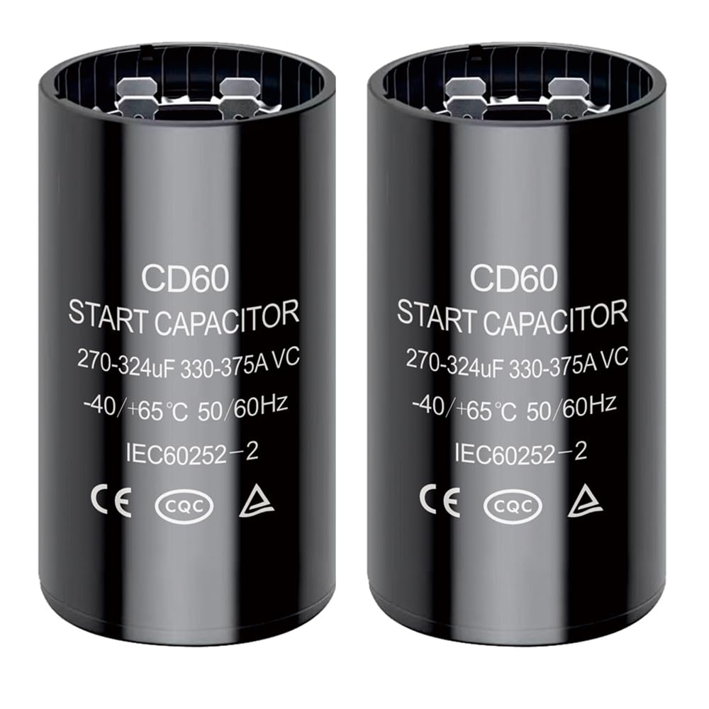 270-324 uf/MFD CD60 Round Start Capacitor ±20% 50/60 Hz 330-375 VAC Round Motor Well Pump Start Capacitor (270-324 uf/MFD, 2)