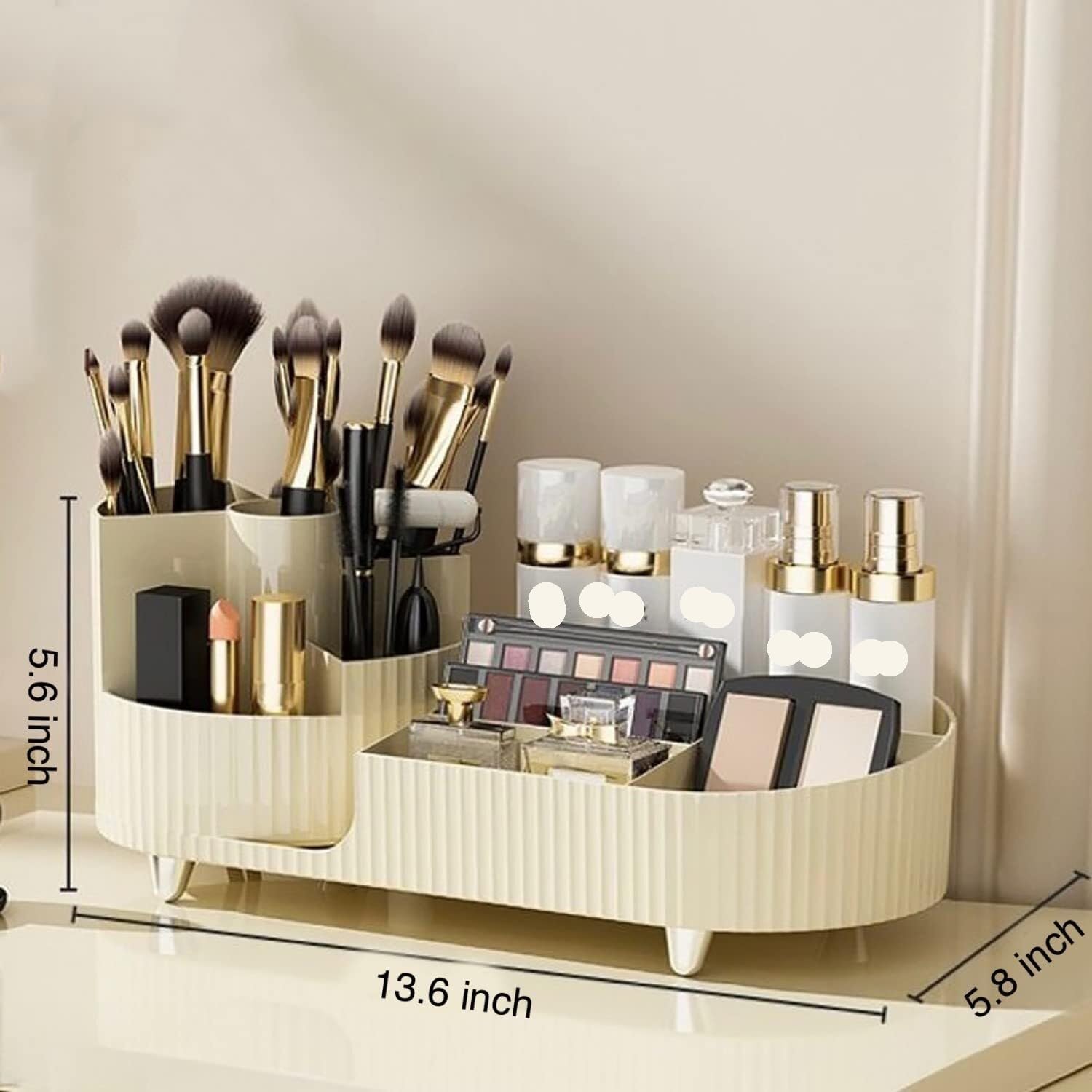 Pudełko Ekspozycyjne Obrotowy Organizer Do Makijażu Gablota Kosmetyczna O Dużej Pojemności Na Pędzle Eyeliner Szminki Pielęgnacja Skóry Przechowywanie Kosmetyków(A)
