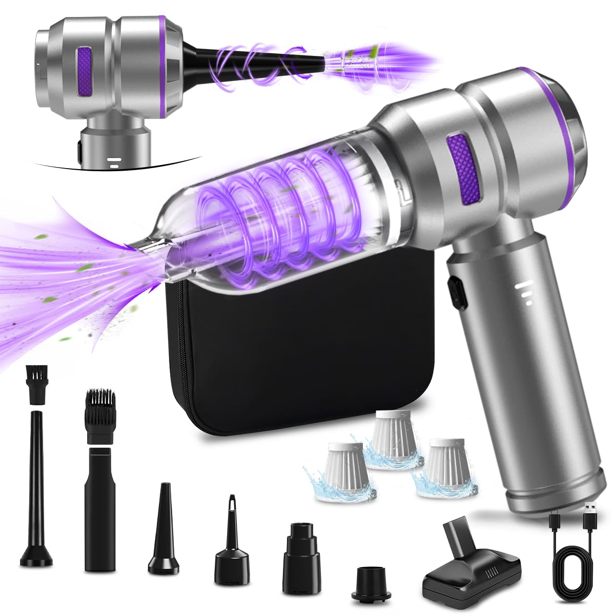 Aspirapolvere Senza Fili 4-in-1 Per Auto E Casa - 21000PA Potente Con Batteria 6000mAh - Foto 6