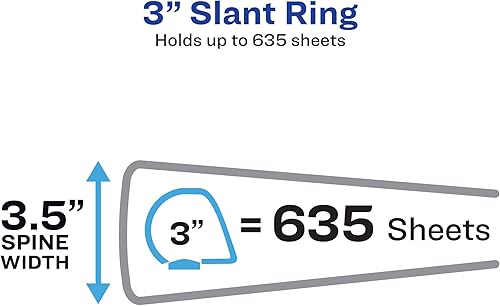 Miniatura 7 de Avery Carpeta resistente de 3 anillas, anillos EZD de un solo toque de 3 pulgadas, 1 carpeta blanca (79193) y carpeta de 3 anillos inclinados de 3