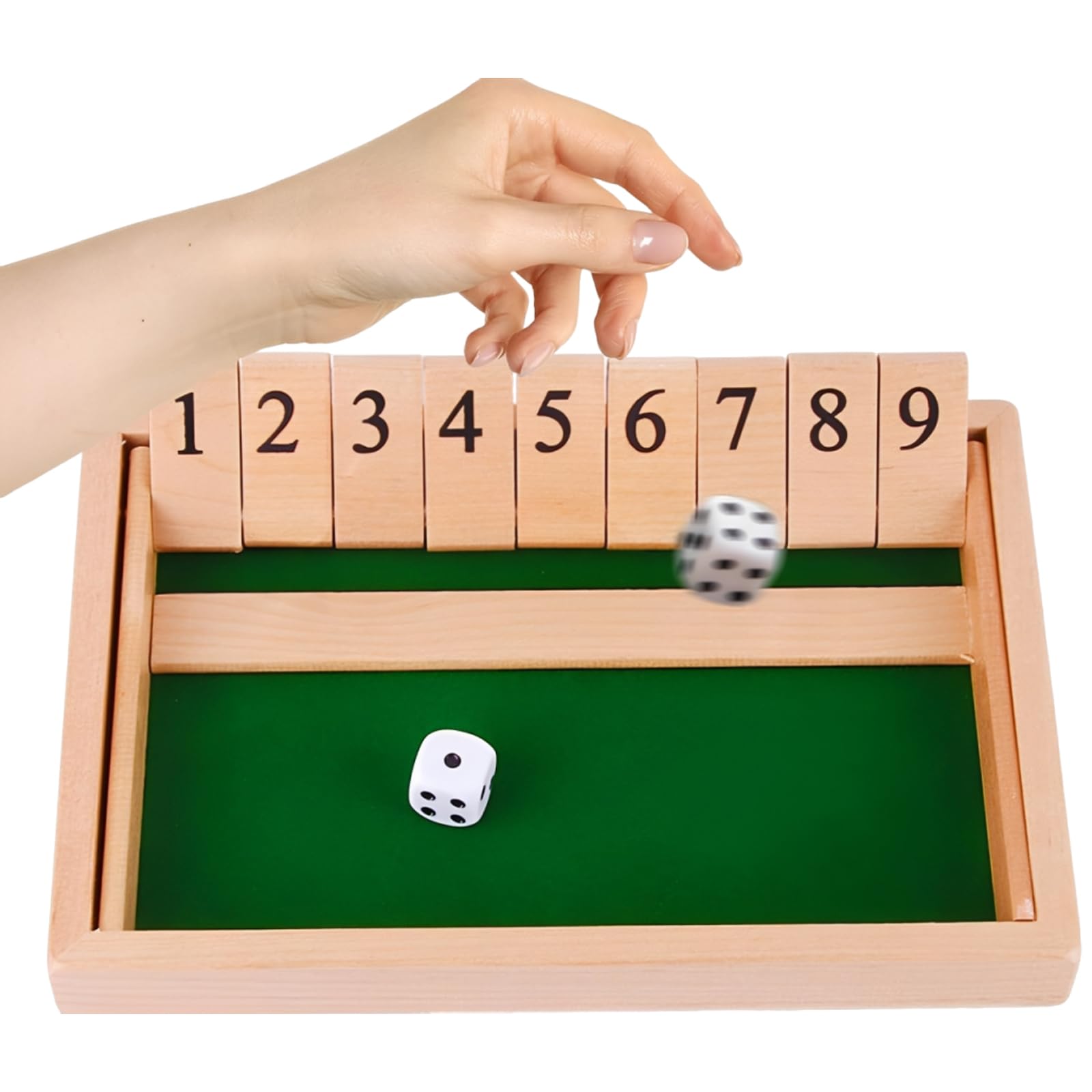 Shut The Box Game 4 Player, Wooden Board Games and Dice Games for Family Entertainment, Table Games for Math Learning Activities and Pub Social Games, Compact Size 21x14.2x2.5 cm