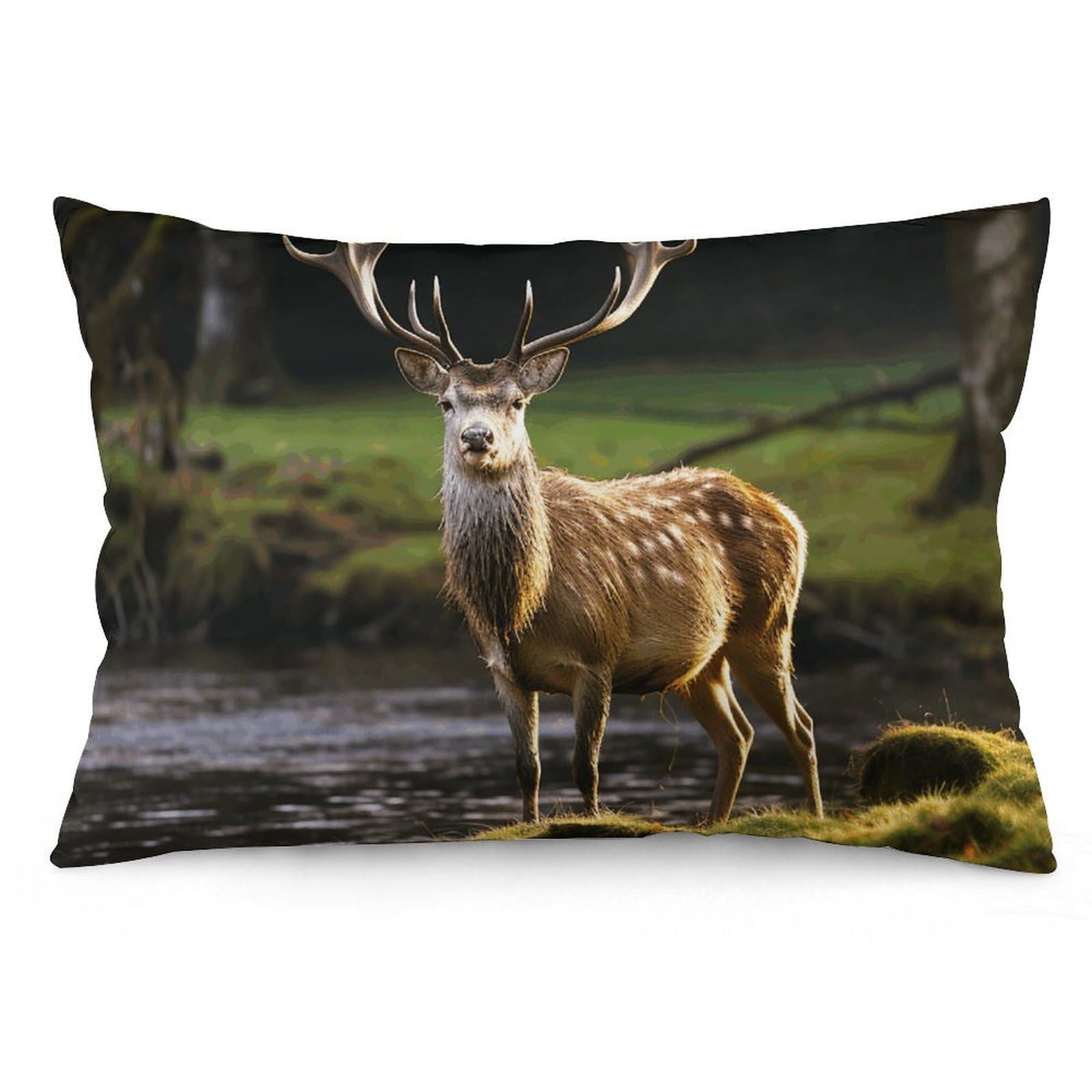 Velvet Pillowcases Standard Size 12 "x20, Ultra Soft Breathable Pillow Cases for Bed, Luxury Cozy Fuzzy Pillow Shams, Lumbar Pillow Cover, Deer Nature Cushion Case Home Decor