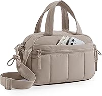 BAGSMART Crossbody Bag for Women: 6.8L Lightweight Water-Resistant Travel Purse, Puffy Shoulder Bag, Camel - Fits iPad Mini