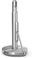 simplehuman Tension Arm Paper Towel Holder - Heavy-Duty Standing Countertop Dispenser, One-Handed Tear, Brushed Stainless Steel