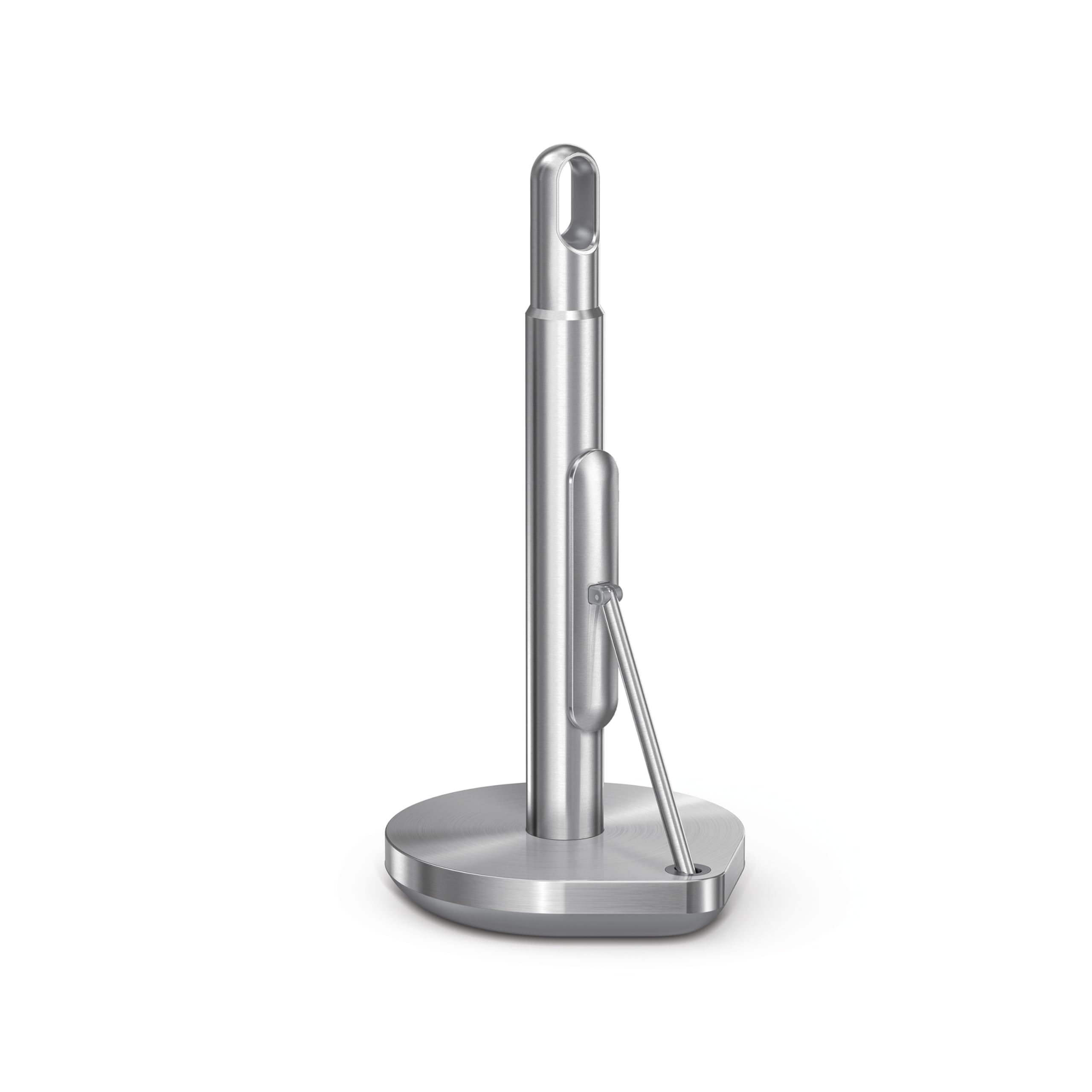 simplehuman Tension Arm Standing Paper Towel Holder, Heavy-Duty, Easy One-Handed Tear, Kitchen Countertop, Brushed Stainless Steel
